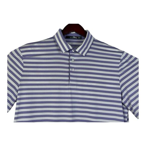 RLX Ralph Lauren Golf Shirt Men’s Large Purple Striped Moisture Wicking Stretch - Picture 3 of 14